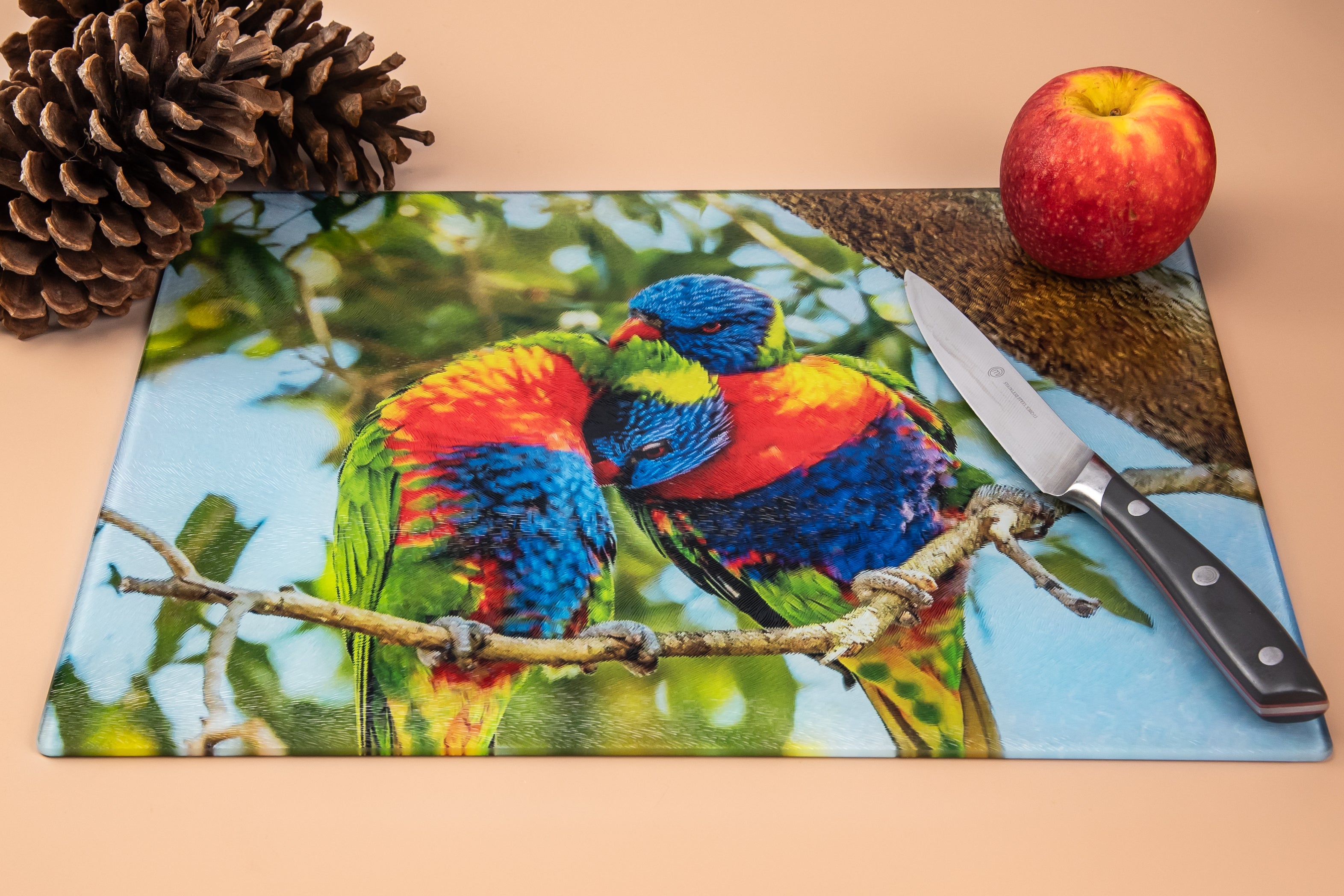 Rainbow Lorikeet Chopping Board - Tempered Glass