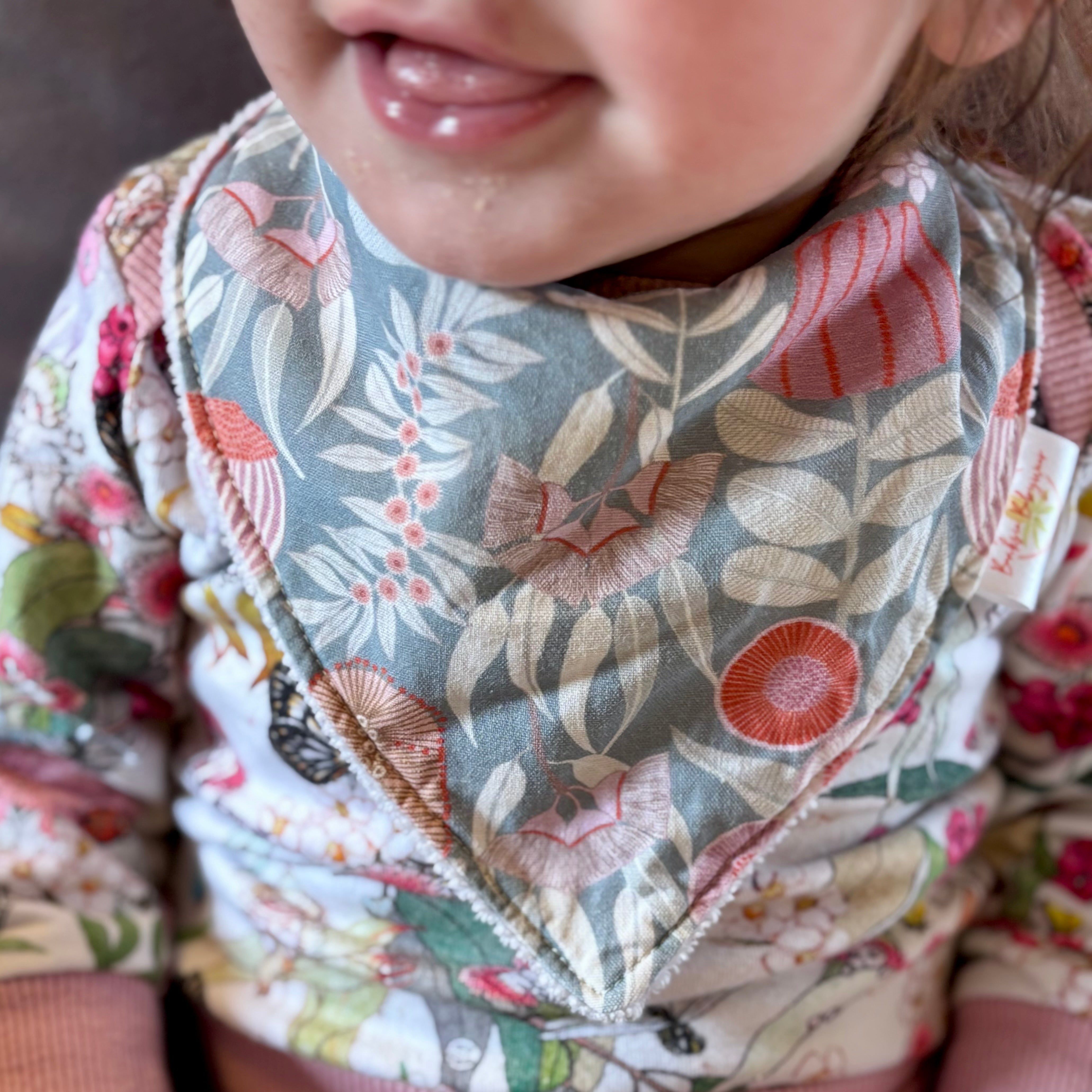 Baby Bib and Burp Cloth Set - Blue Banksias