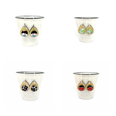 Kimono Tear Drop Bamboo Earrings