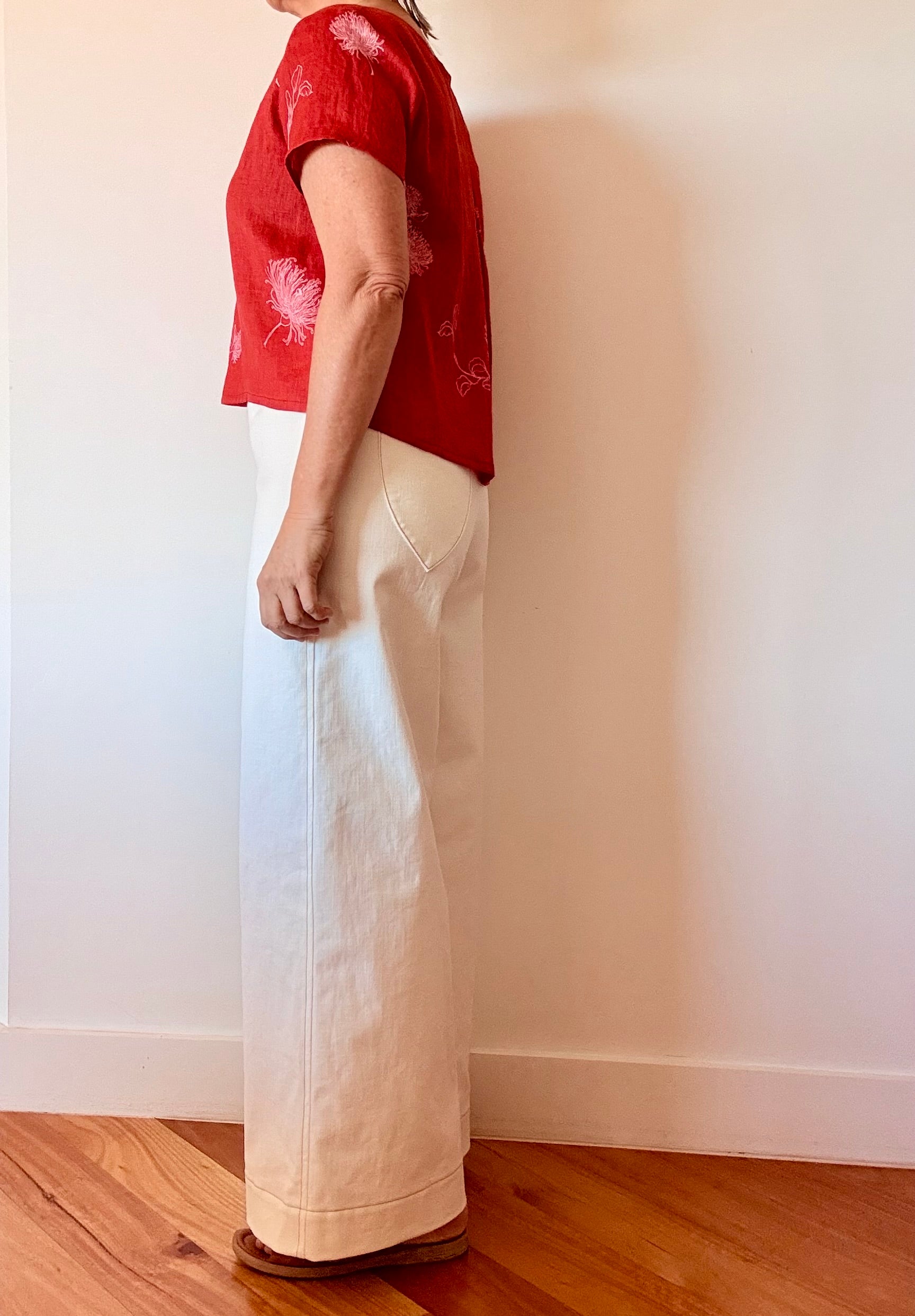 Wide Leg White Denim Pants