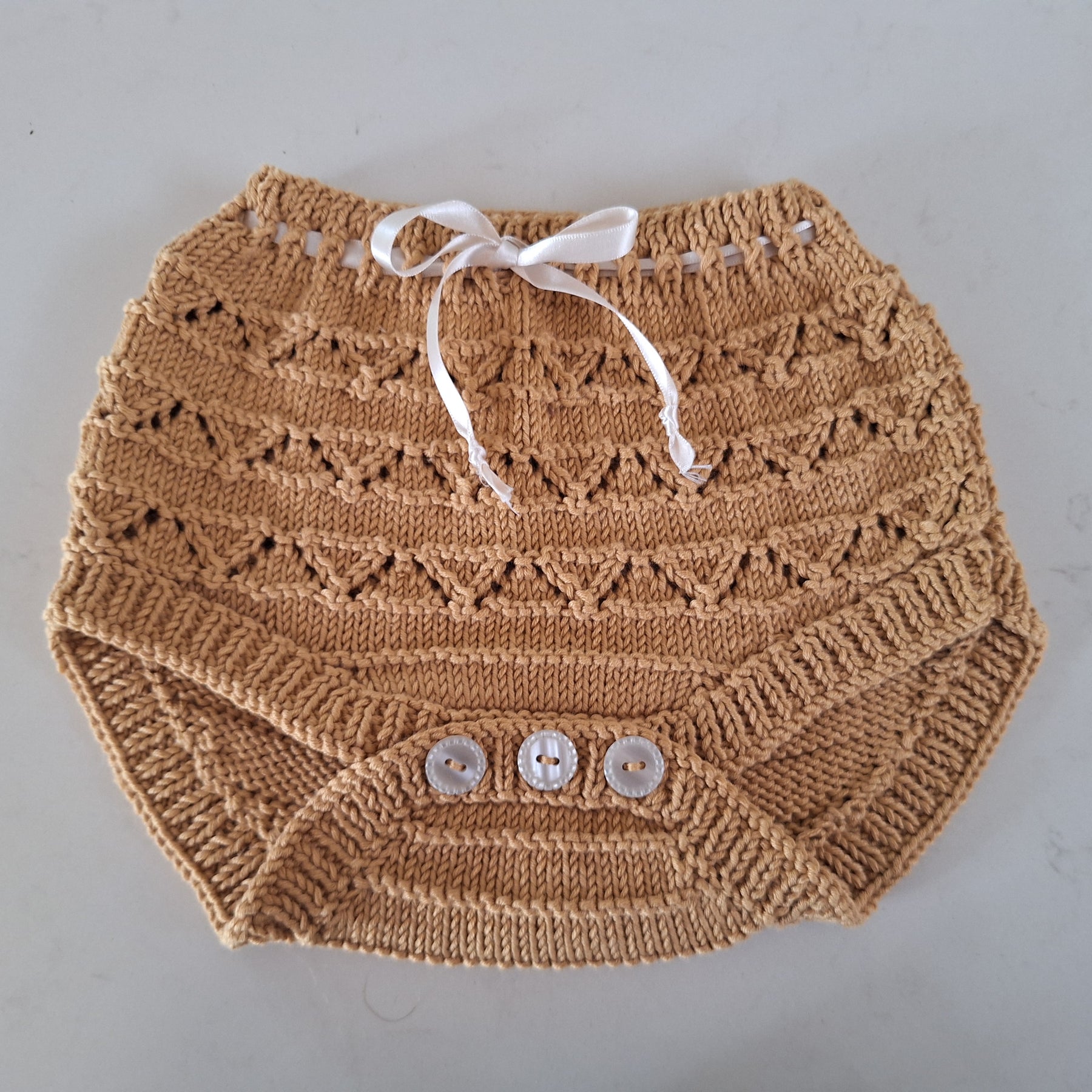 Handknitted Baby-Toddler Bloomers Sz 1-2 Yrs Mustard