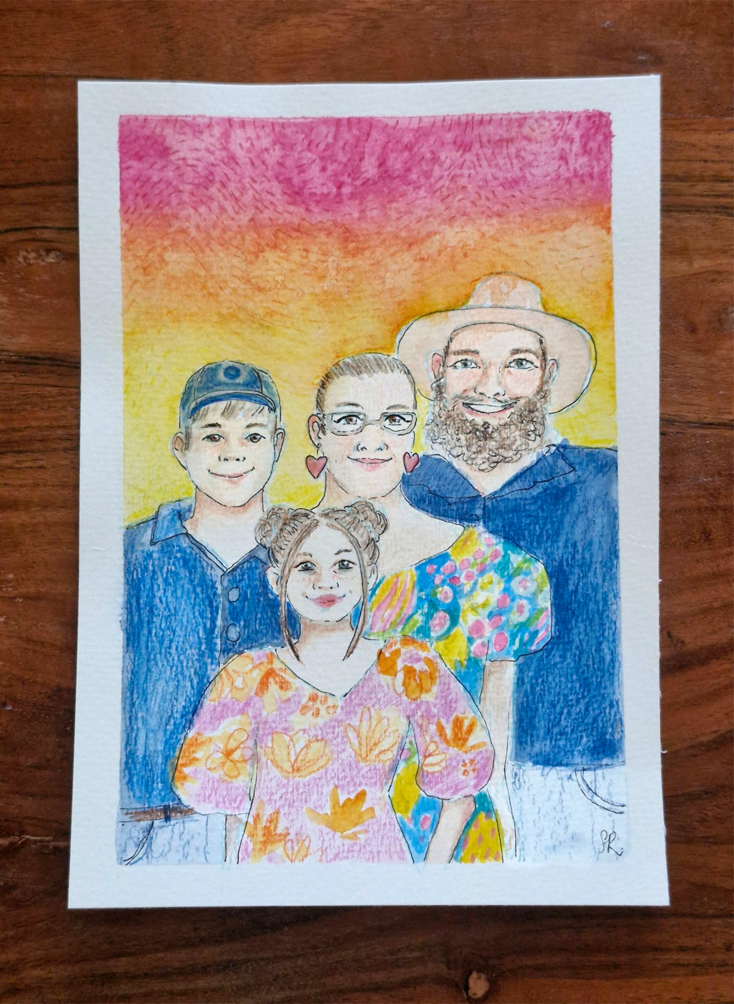 A5 Custom Family Portrait | Watercolour Illustration