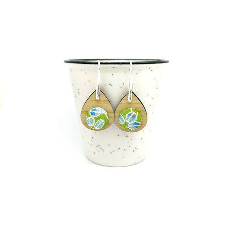Kimono Tear Drop Earrings - Green Pods