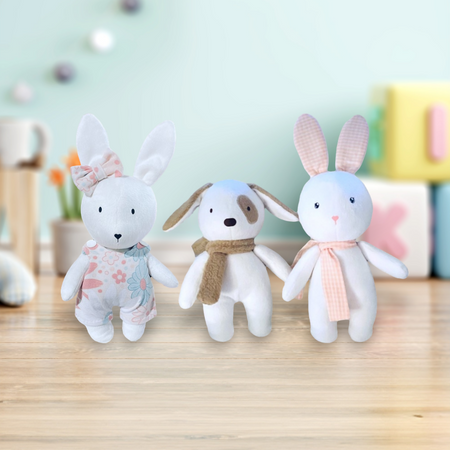 White Puppy & Baby Bunny - Soft Toys