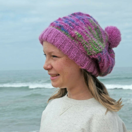 Beanies: hand dyed wool - slouchy, adult.