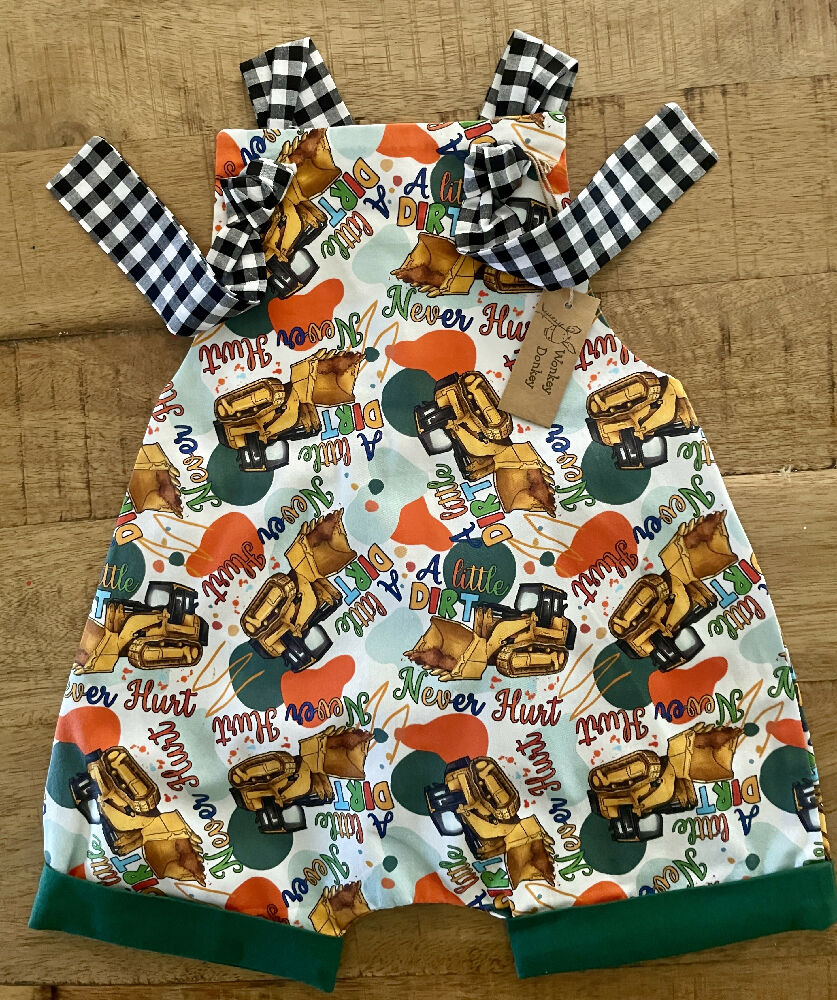 Orange Digger Romper/Overalls