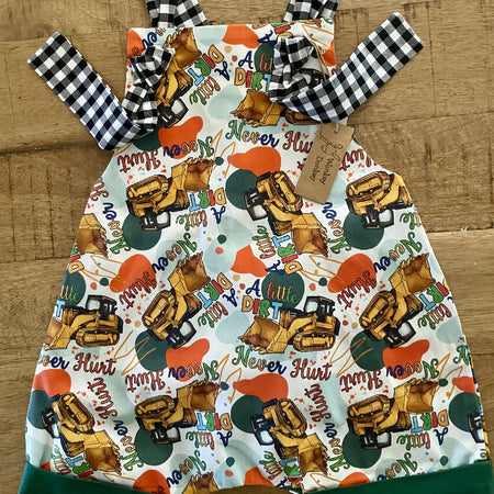 Orange Digger Romper/Overalls