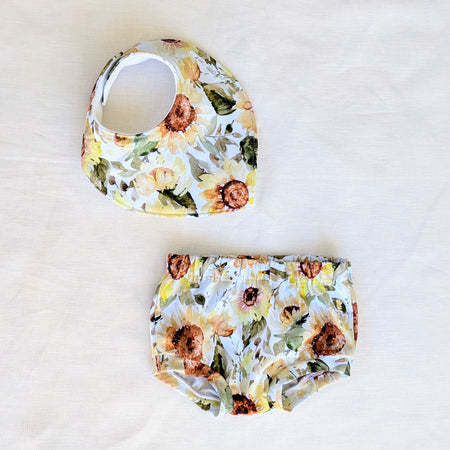 Baby Bummies and Bib Set, Sunflower Collection, Handmade by Love Our Zoo