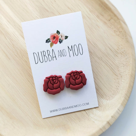 Rose Studs - Red