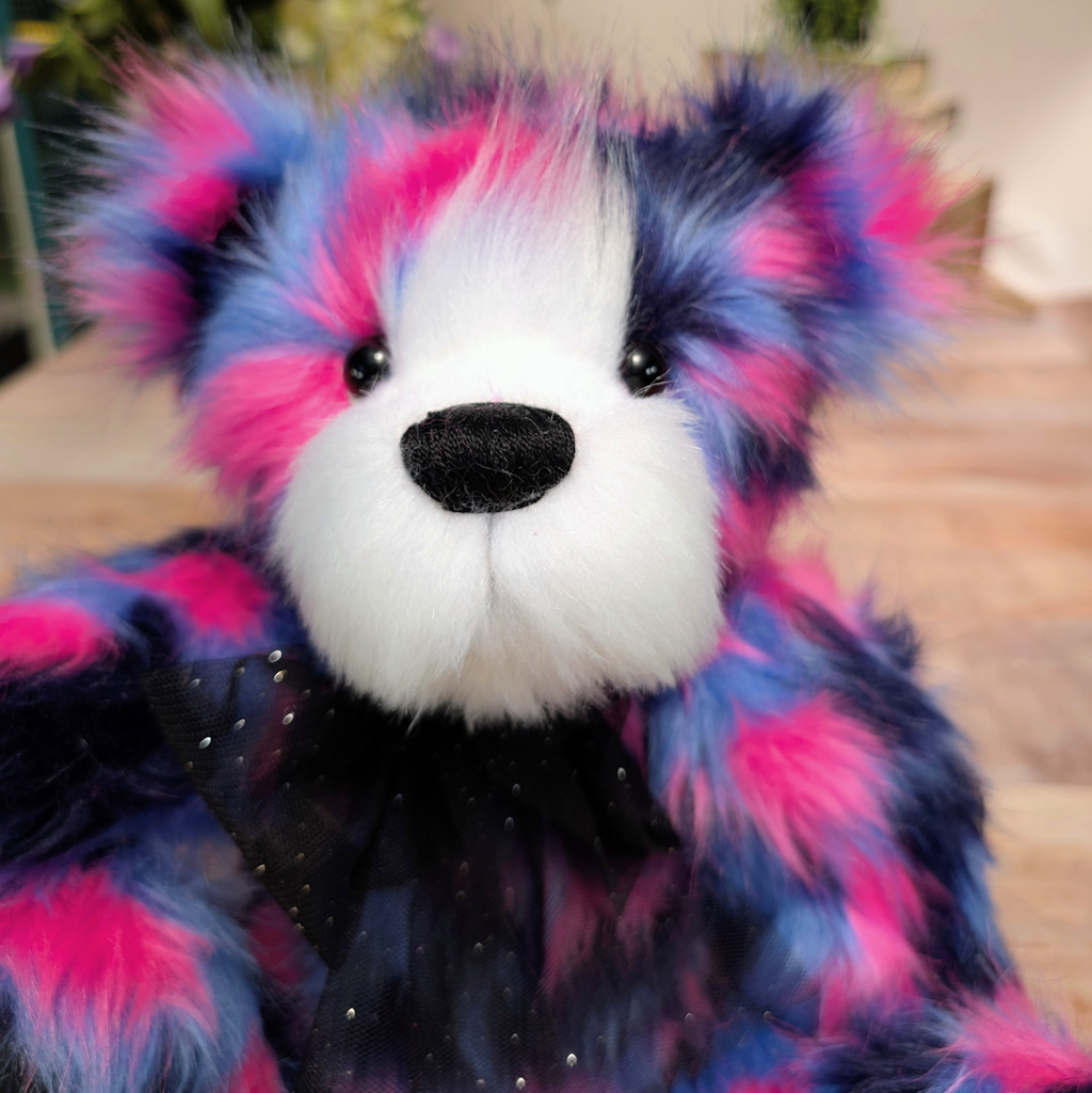 Handmade Rainbow Plush Teddy Bear: Collectible Artist Bear