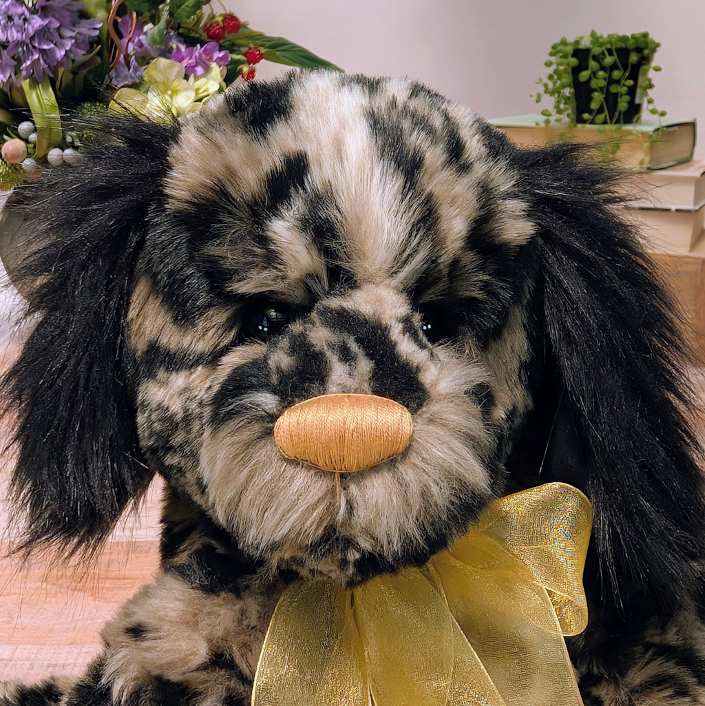 Handmade Faux Fur Plush Dog: One-of-a-Kind Artisan Spaniel