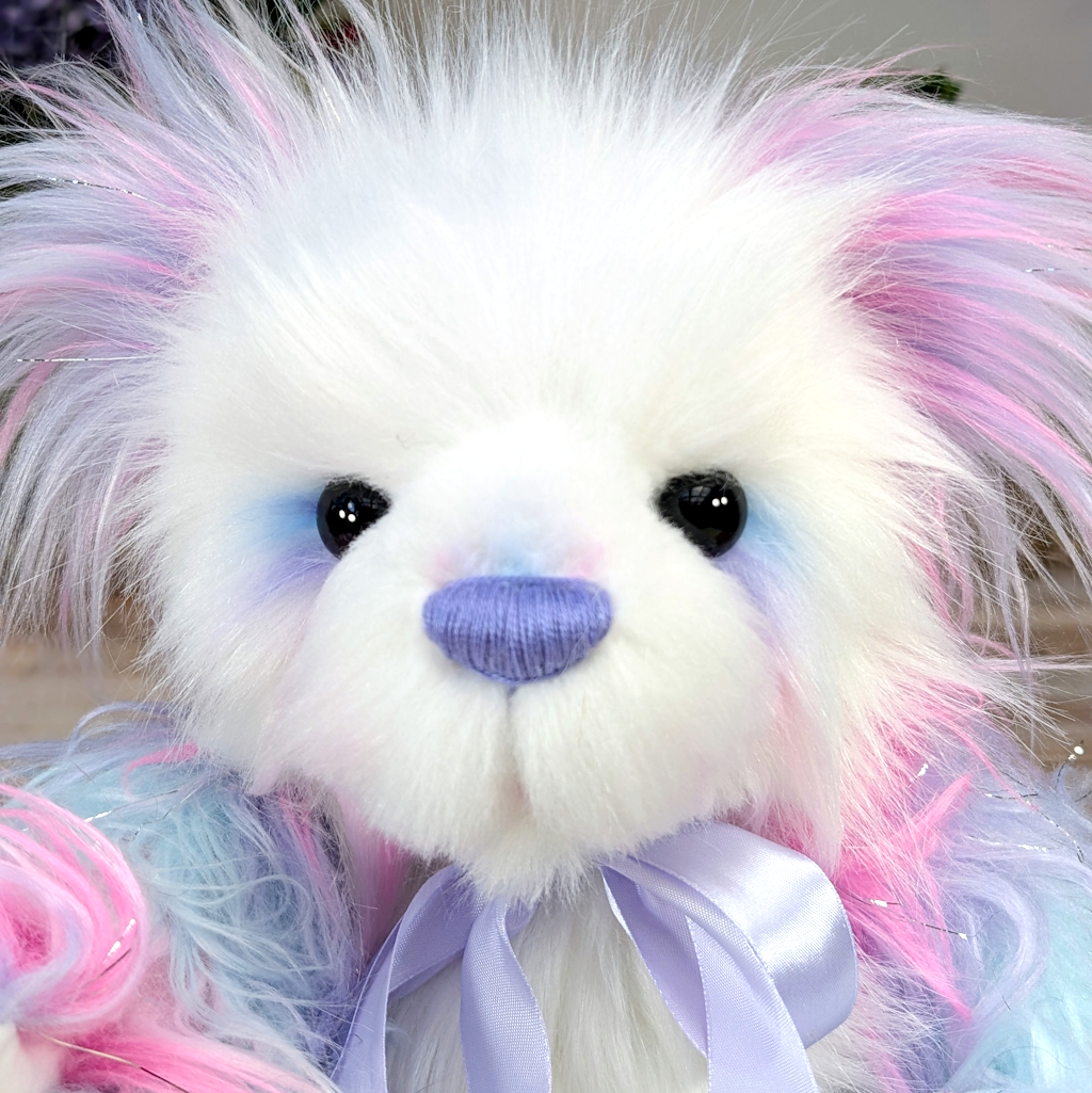 Handmade Rainbow Plush Artist Bear: Collectible One-of-a-Kind Teddy