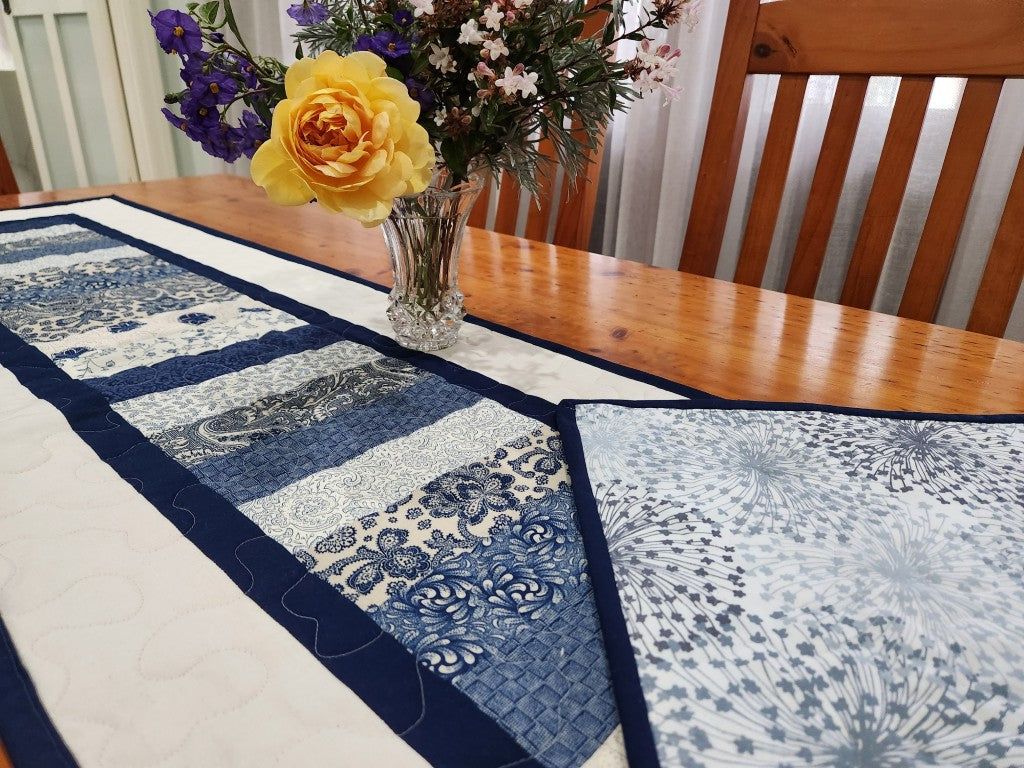 Blue Quilted Table Runner