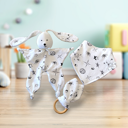 Baby Bunny Comforter, Bib & Bunny Ears Teether Set