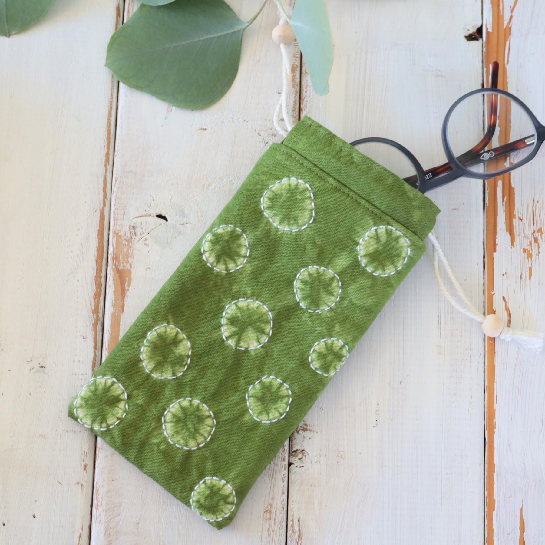Tie Dyed glasses pouches, Shibori Tie Dyed, glasses cases.
