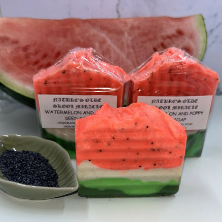 Watermelon and poppy seed soap