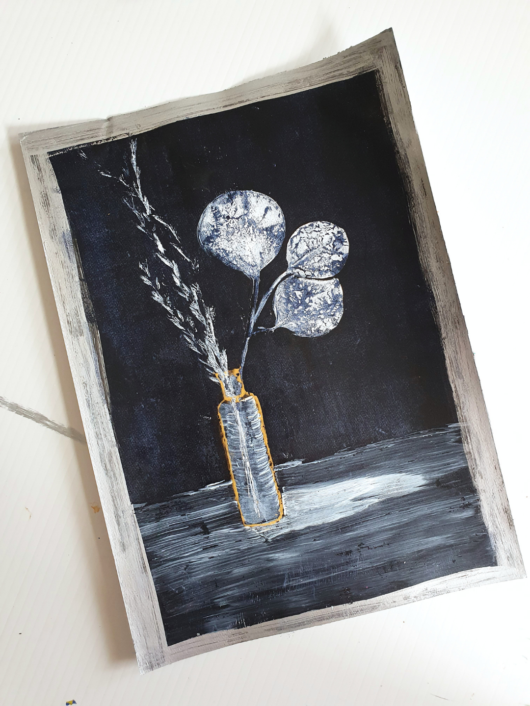 Gum leaves in vase | Acrylic monoprint on paper | Original artwork | A4
