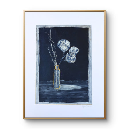 Gum leaves in vase | Acrylic monoprint on paper | Original artwork | A4