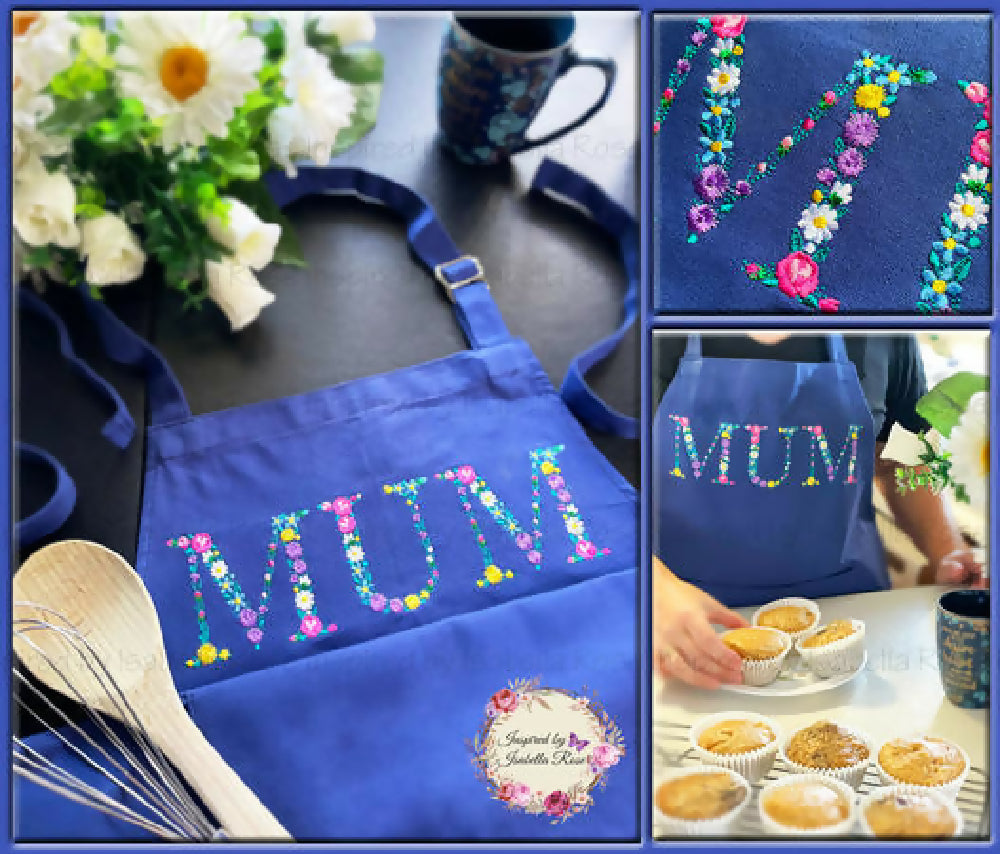 Embroidered Apron, Mothers Day Gift, Made to order
