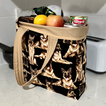Grocery Tote... Alsatian ... Lined with storage pouch