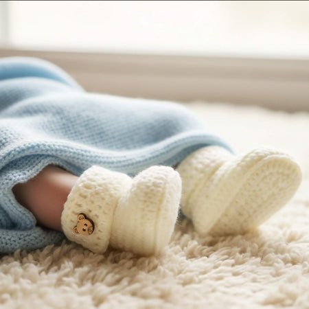 Baby Booties | Cream/Off White | Newborn | Crochet | Knit | Shoes | Socks