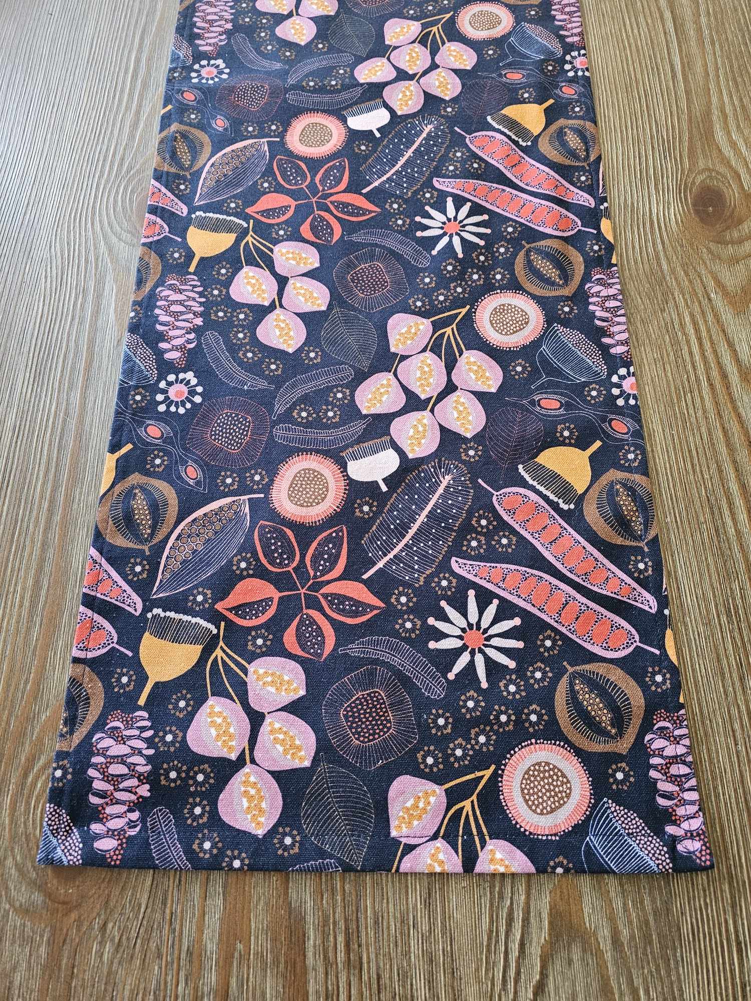 Native Pods on Navy Table Runner