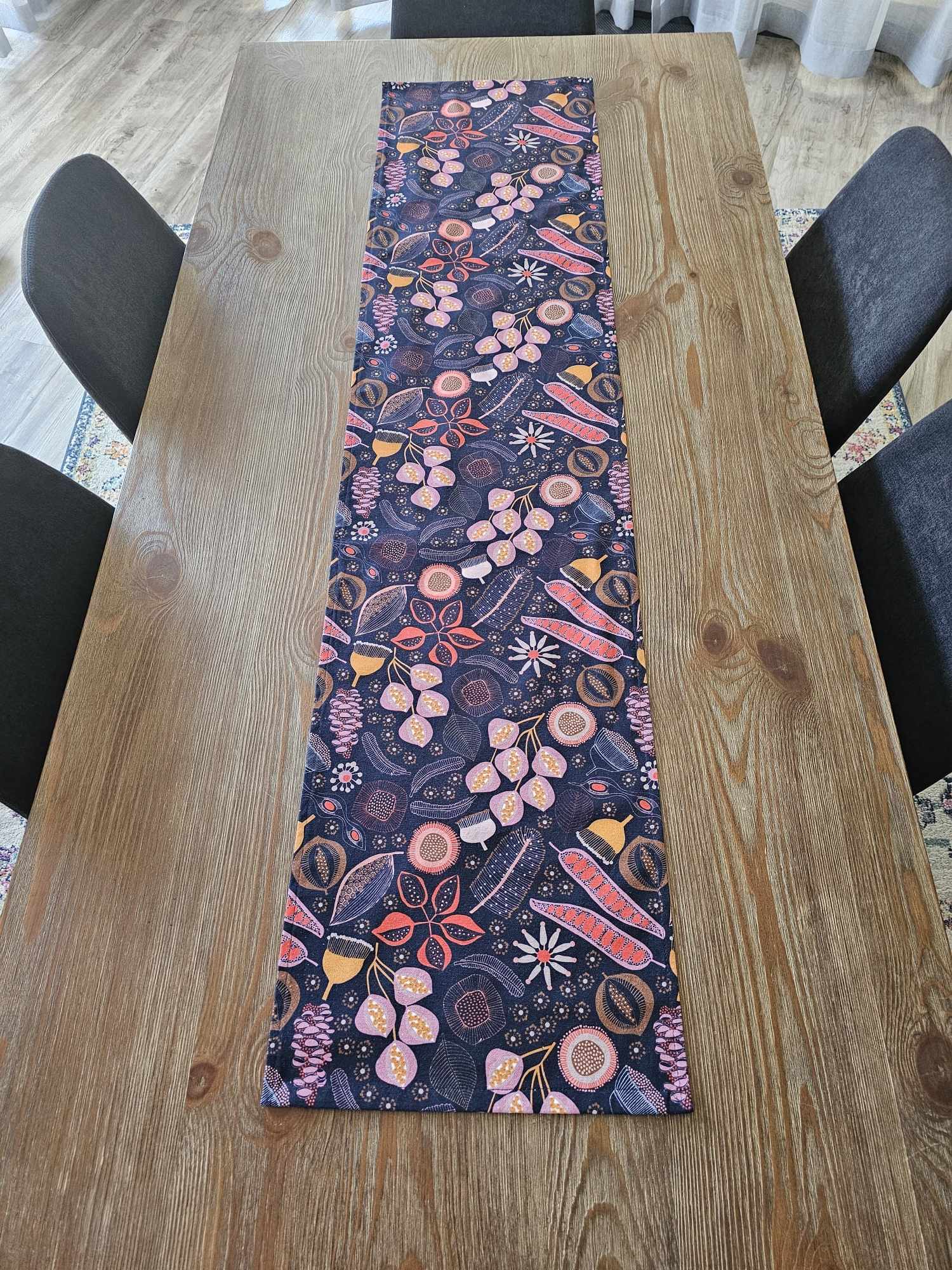 Native Pods on Navy Table Runner