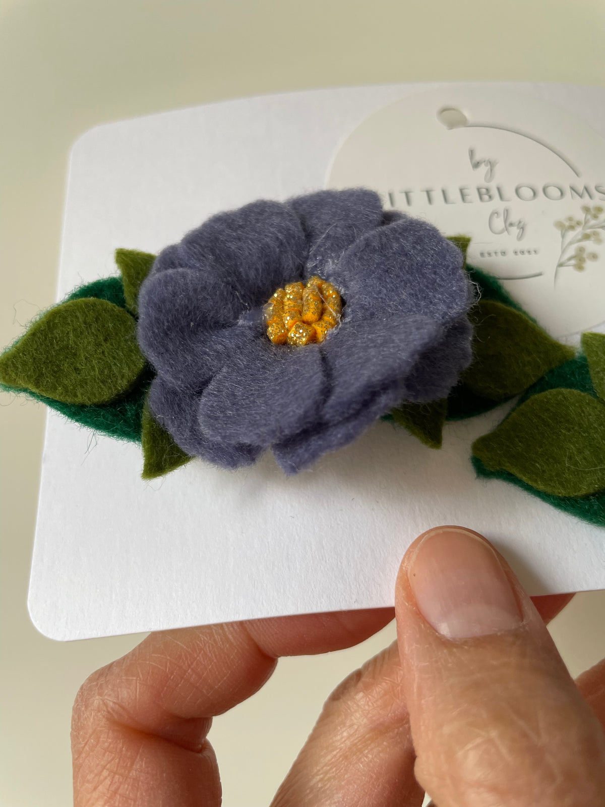 Dark blue purple flower clips - Set of 2