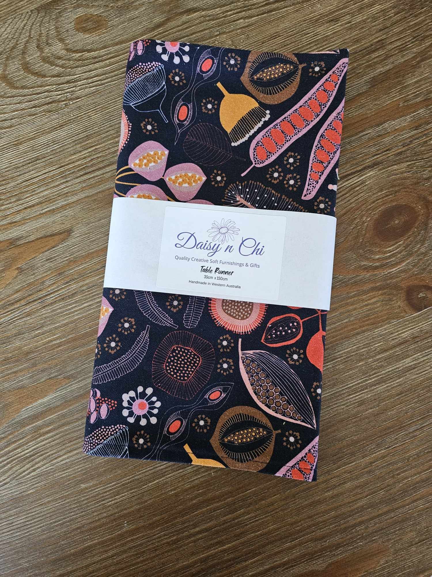 Native Pods on Navy Table Runner