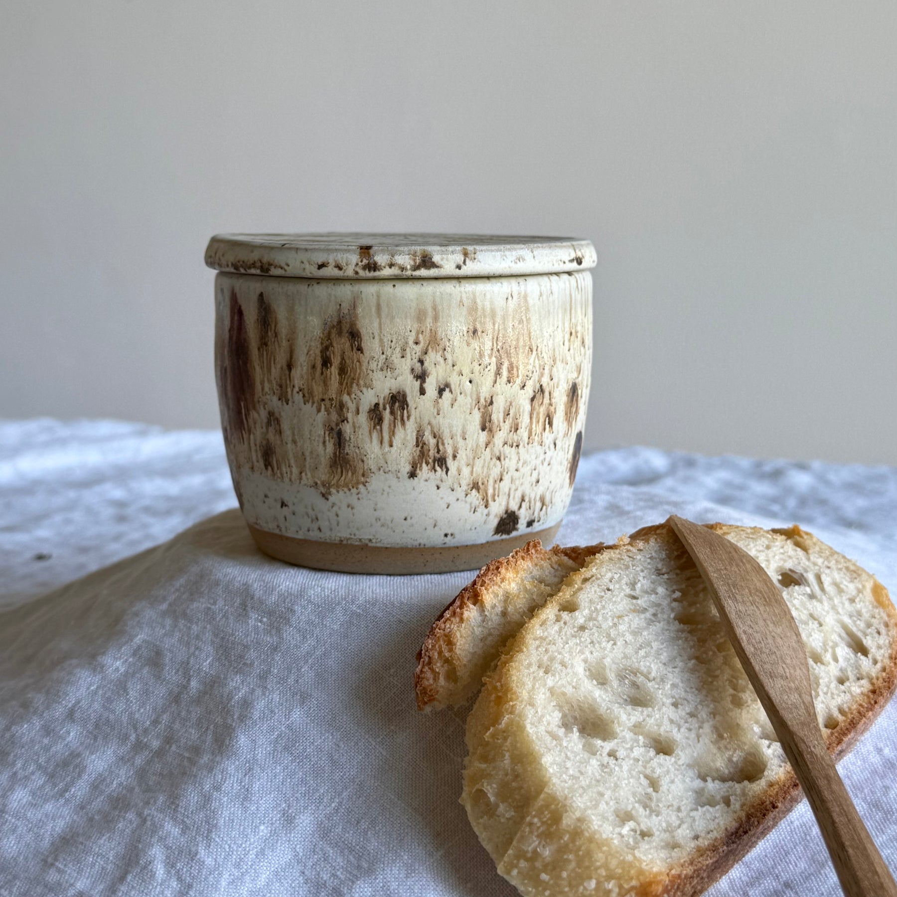 French Butter Keeper with Wooden Knife | Wheel Thrown Ceramic