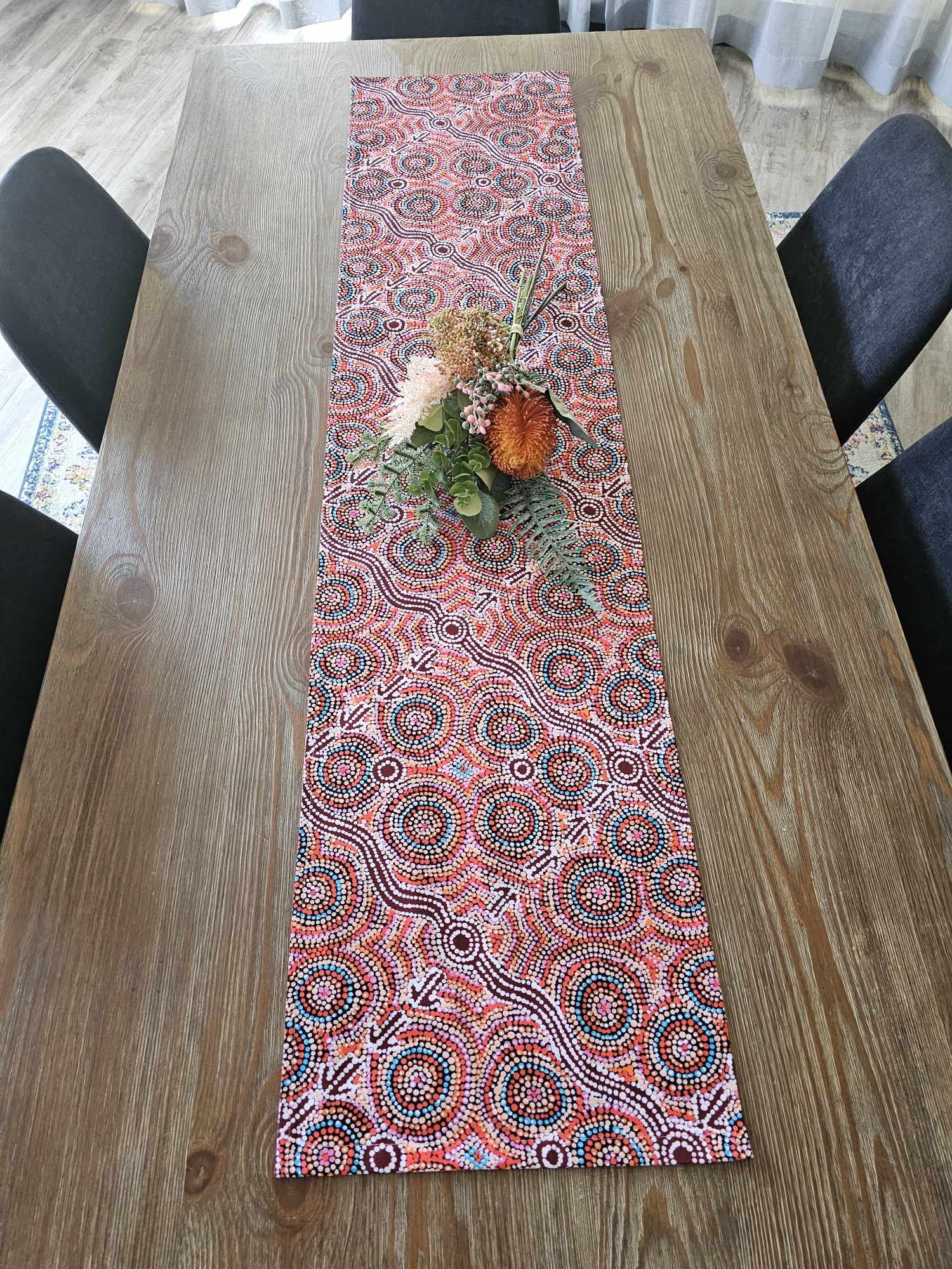 Indigenous Table Runner -  Warlu Kangaroo Dreaming