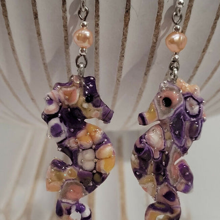 Pink/Purple Seahorse Earrings