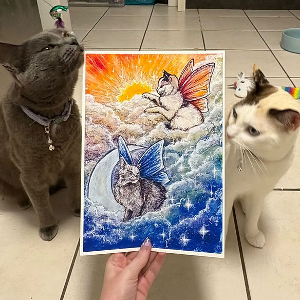 Custom Watercolour Fairy Cat Painting