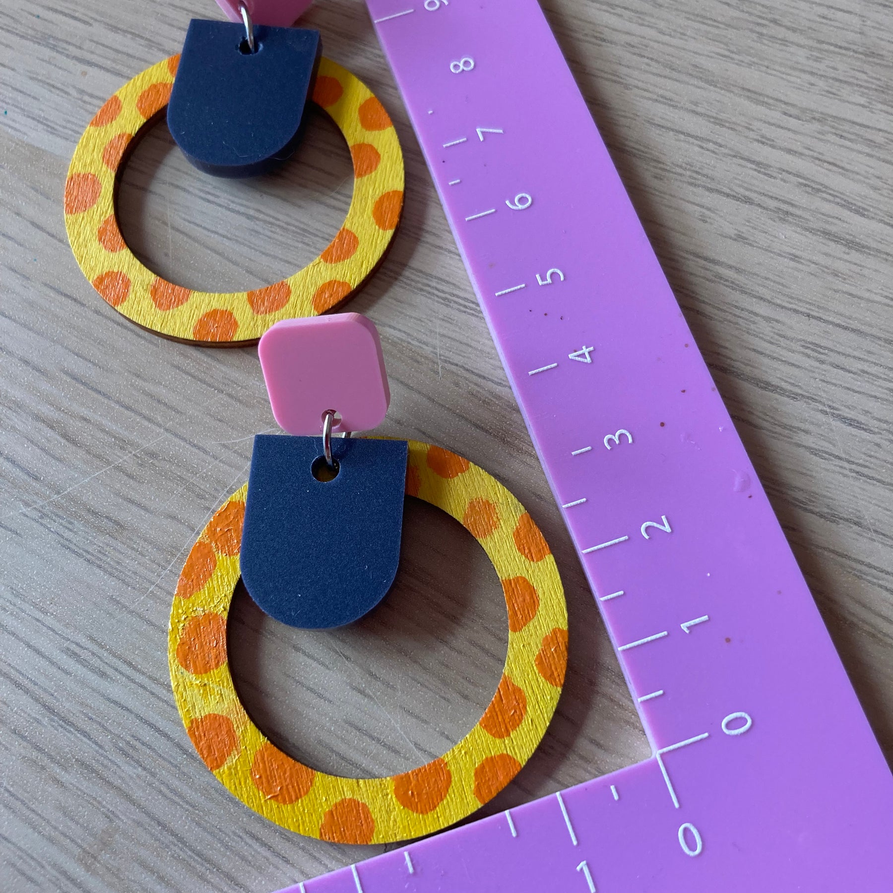 Yellow & orange Handpainted hoop earrings