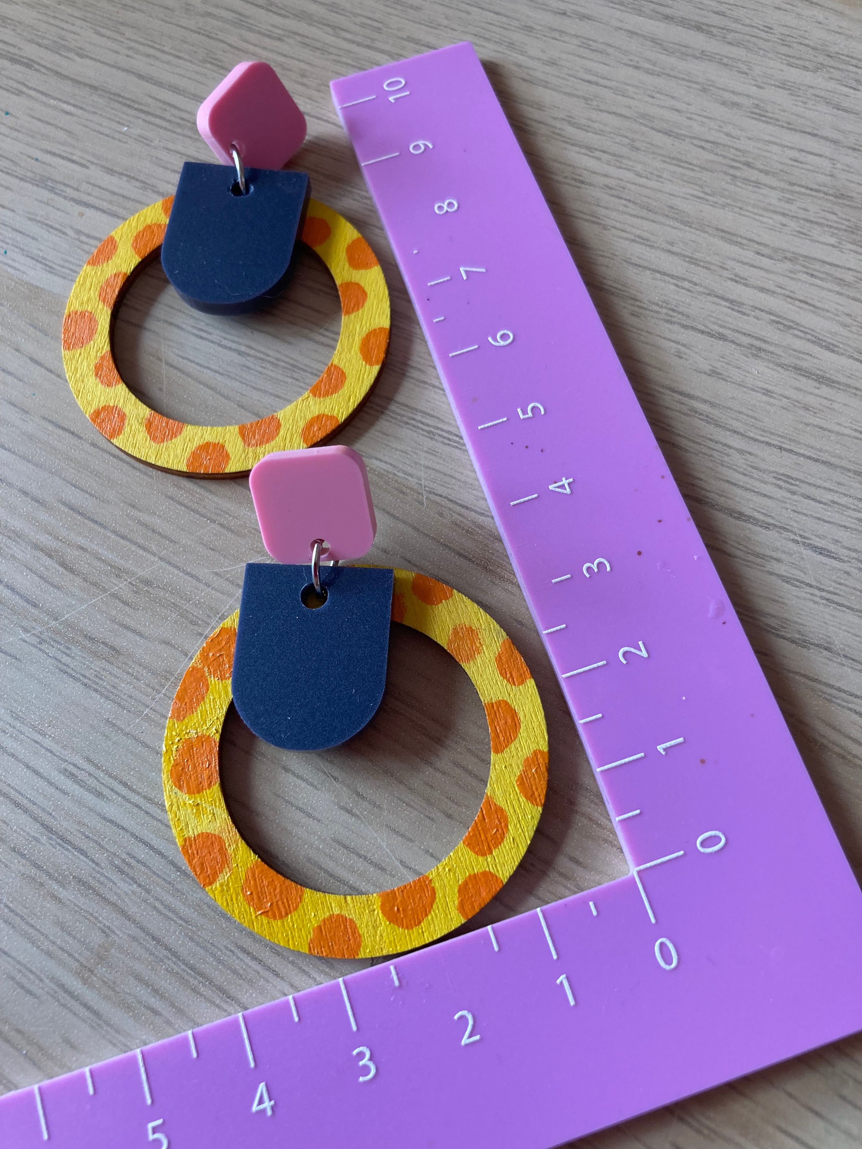 Yellow & orange Handpainted hoop earrings