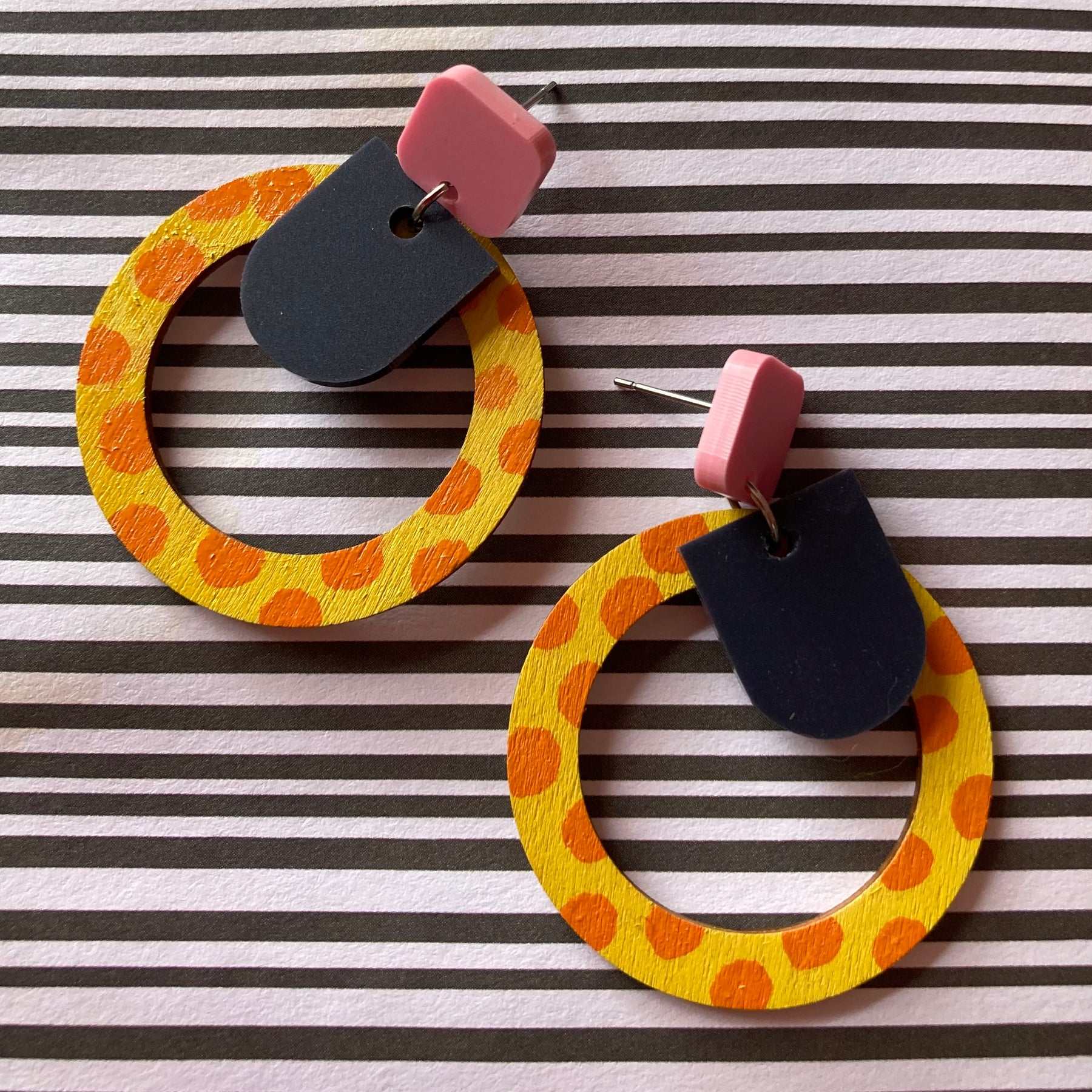 Yellow & orange Handpainted hoop earrings