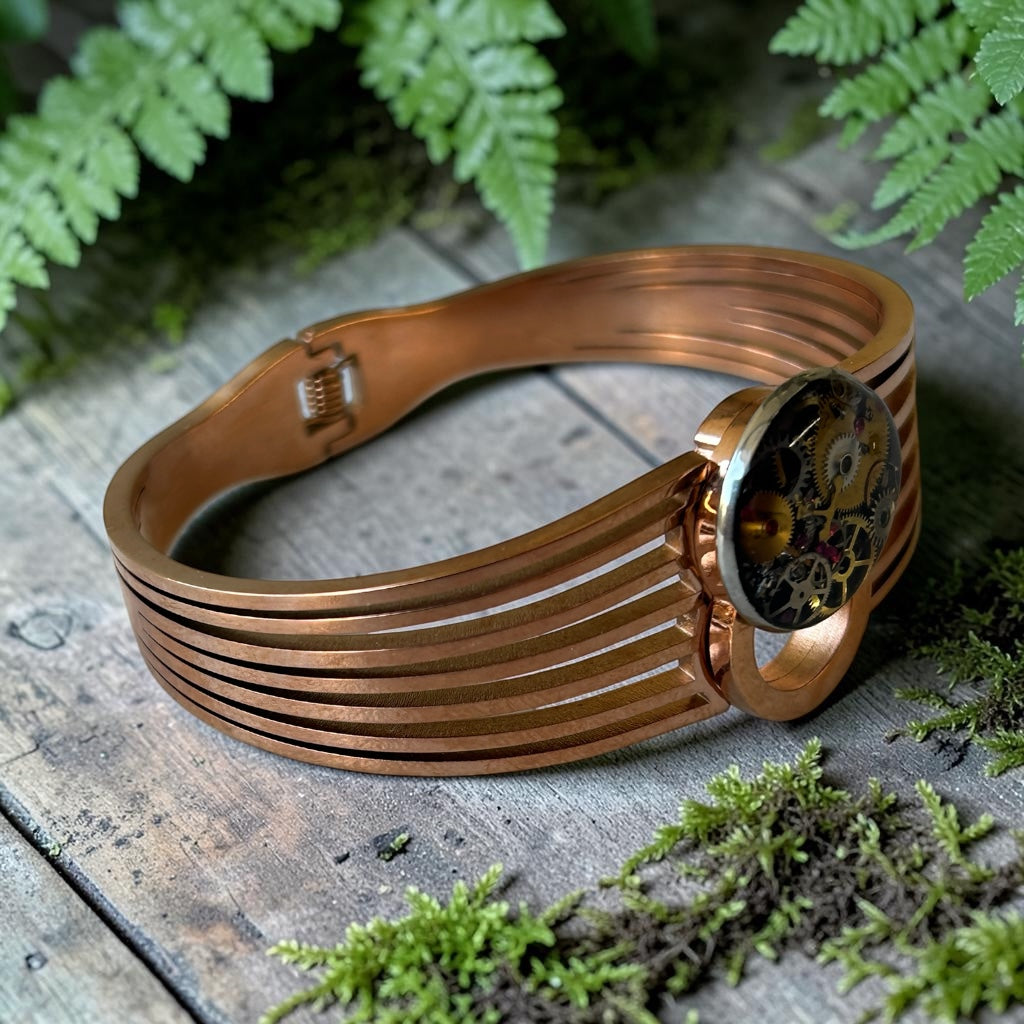 Stempunk watch parts rose gold bangle