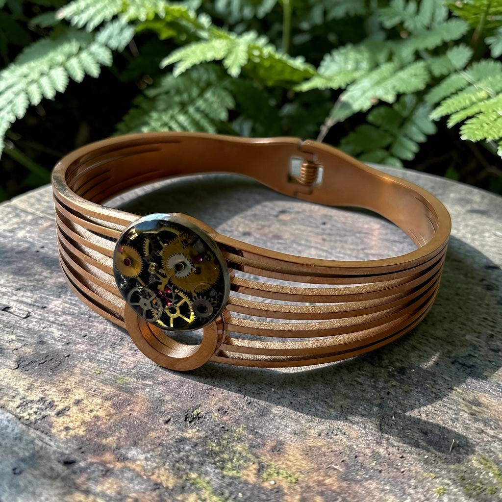 Stempunk watch parts rose gold bangle