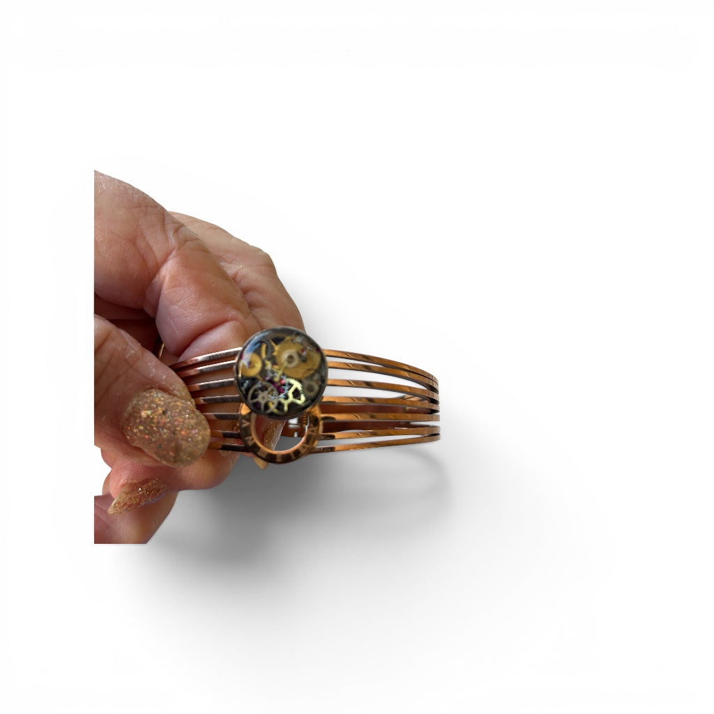 Stempunk watch parts rose gold bangle