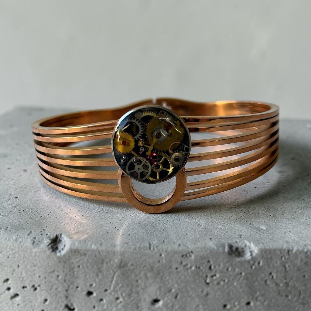 Stempunk watch parts rose gold bangle