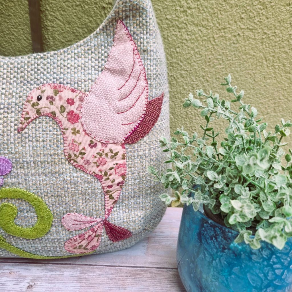 Sadie Jane upcycled hobo bag - hummingbird applique