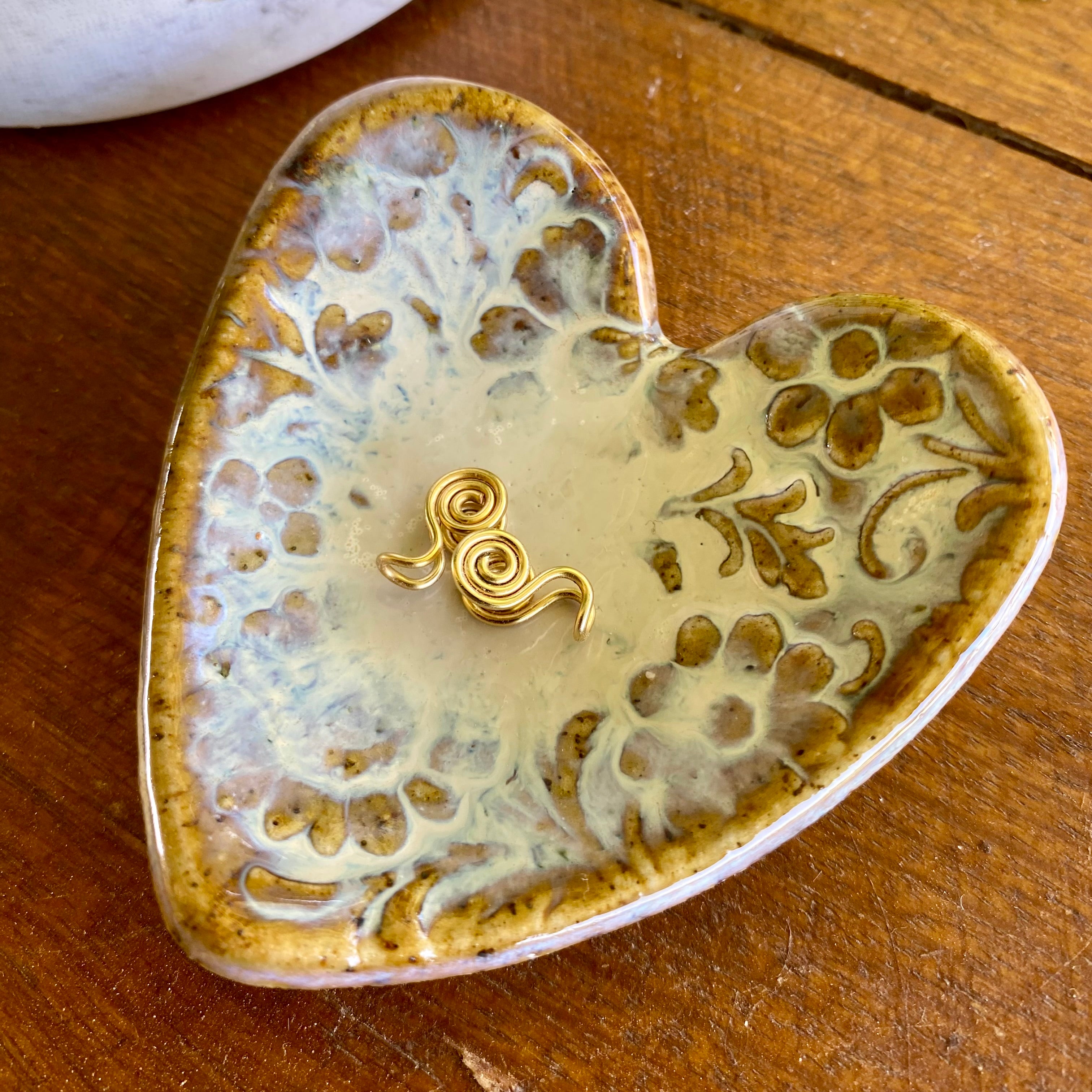 Petite Heart Shaped Jewellery Dish / Handmade Pottery