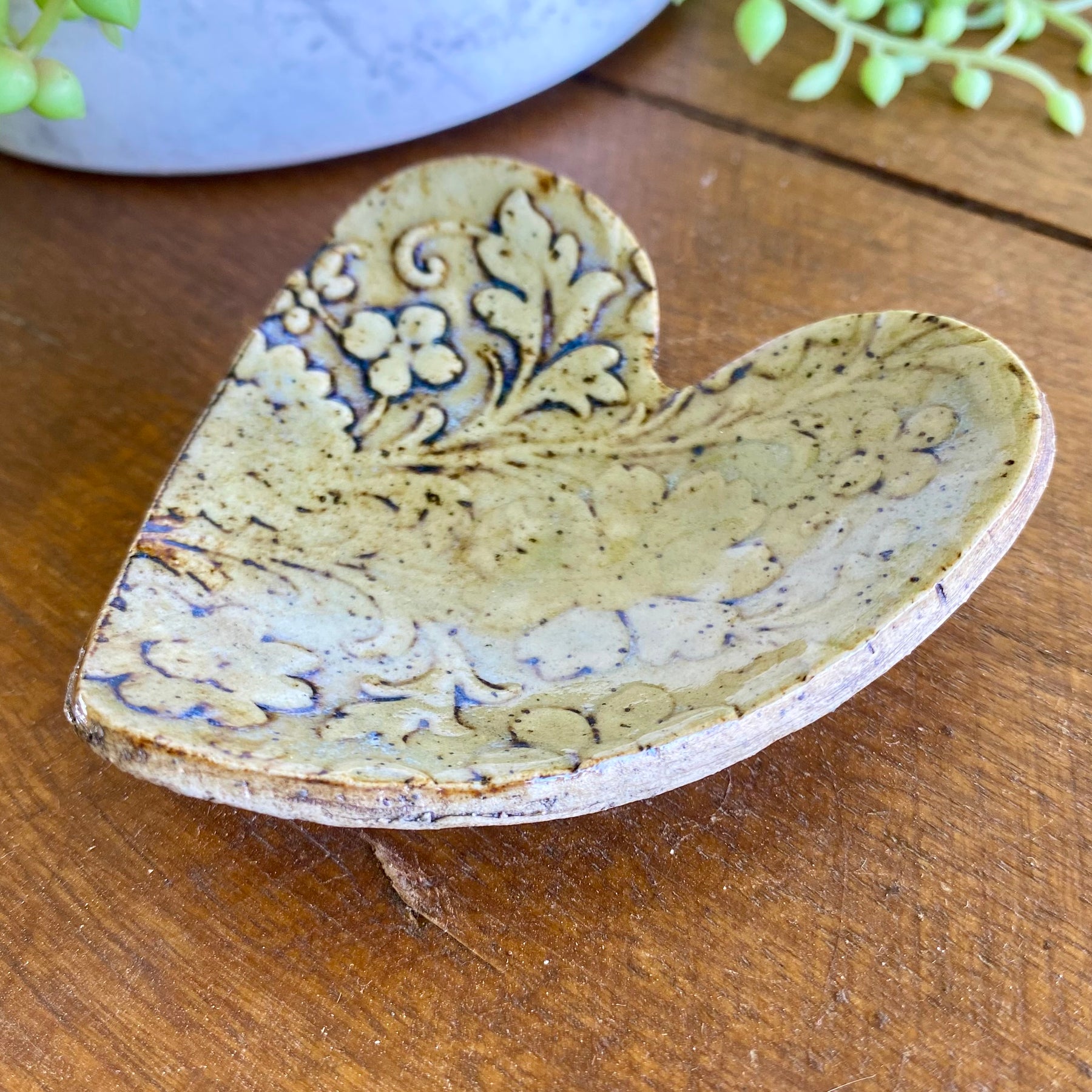 Petite Heart Shaped Jewellery Dish / Handmade Pottery