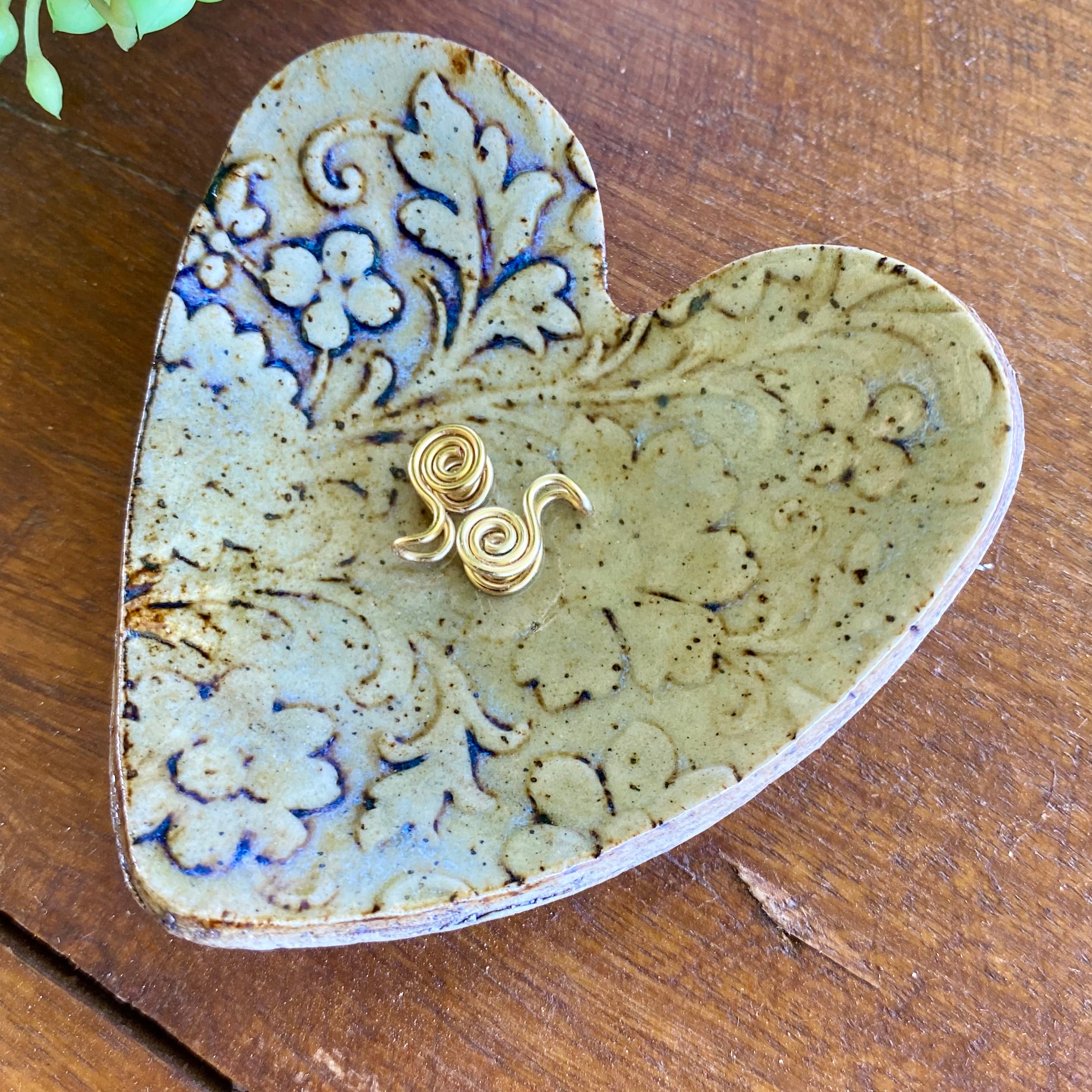Petite Heart Shaped Jewellery Dish / Handmade Pottery