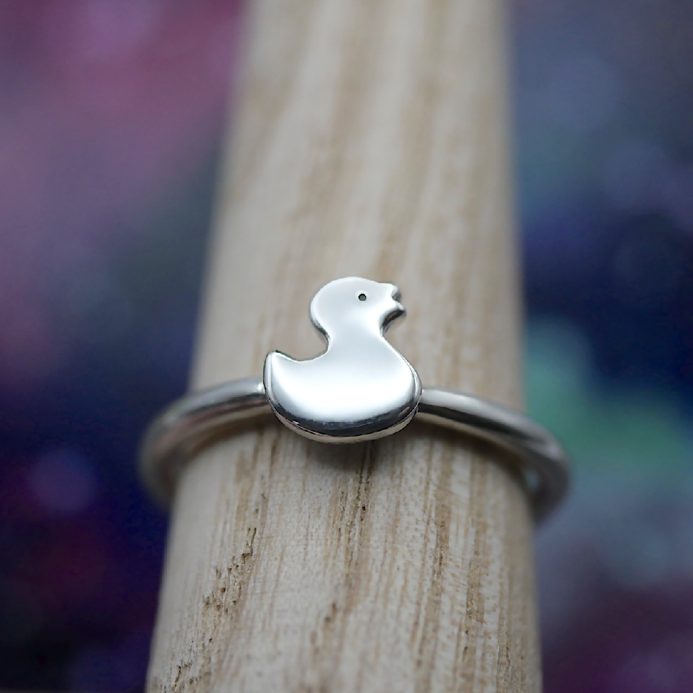 ducky ring sterling silver galaxy wood sml