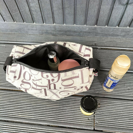 Letter Print Toiletry bag , makeup bag with waterproof inner