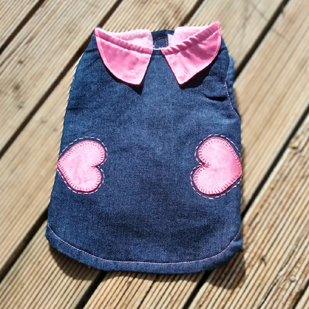 Small Fleece Lined Dog Coat with Hearts