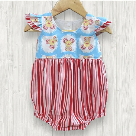 SIZE 0 - Mouse/Stripe Ruffle Baby Tea Party Romper