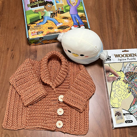 Hand made crocheted boys cardigan