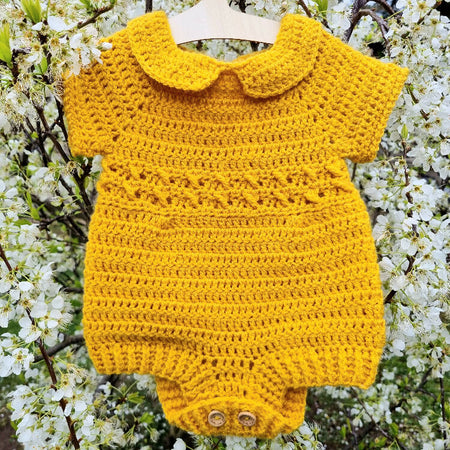 Baby Romper | Newborn | Mustard | Handmade | Crocheted